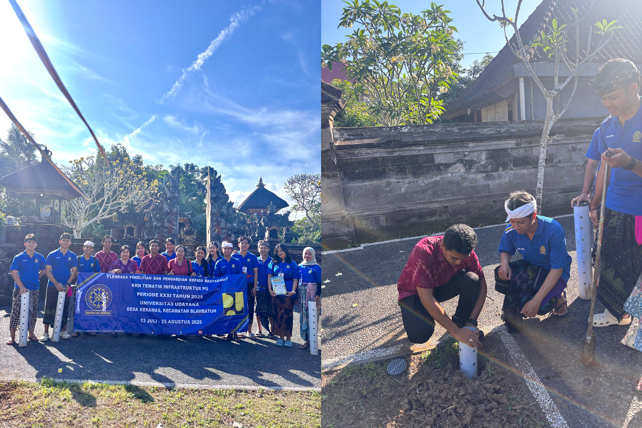Peningkatan Produksi Instalasi Biopori di Pura Ulun Suwi dan Pura Puseh lan Desa Keramas